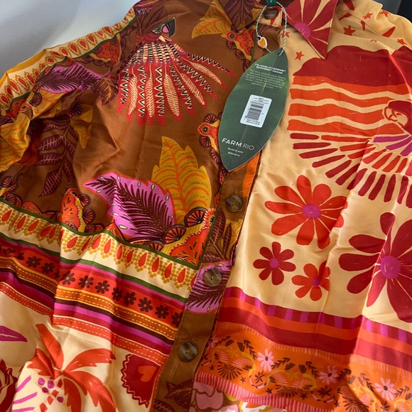 FARM RIO Forest Mixed Scarves Chemise Shirt Dress - Picture 8 of 9